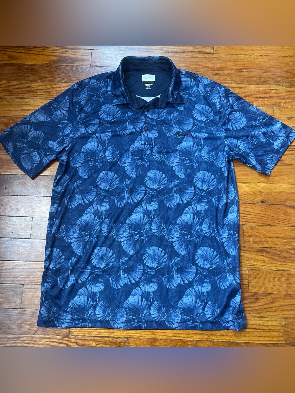 Greg Norman Men's Navy Blue Printed Polo Shirt